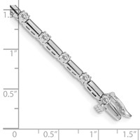 14K White Gold Complete 1 Carat Round Aaa Diamond Bar Link Tennis Bracelet, 7" view 4