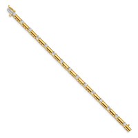 14K Yellow Gold Complete 2.1 Carat Round Aaa Diamond Bar Link Tennis Bracelet, 7" view 2