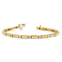 14K Yellow Gold Complete 2.1 Carat Round Aaa Diamond Bar Link Tennis Bracelet, 7" view 5