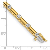 14K Yellow Gold Complete 2.1 Carat Round Aaa Diamond Bar Link Tennis Bracelet, 7" view 4