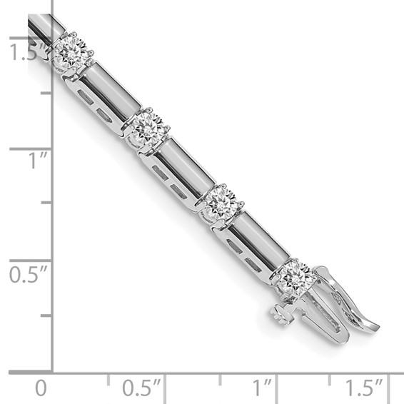 14k White Gold Holds 2.1 carat 15-3.3mm Round Diamond Bar Link 7 inch Tennis Bracelet Mounting