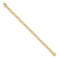 14K Yellow Gold Complete 0.20 Carat Round a Diamond Cluster Fancy Bracelet, 7" view 2