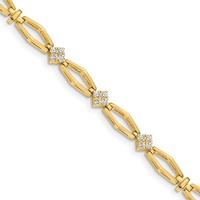 14K Yellow Gold Complete 0.20 Carat Round a Diamond Cluster Fancy Bracelet, 7" view 1