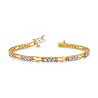 14K Yellow Gold Complete 1.5 Carat Round AA Diamond Paperclip Link Tennis Bracelet, 7" view 5
