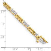 14K Yellow Gold Complete 1.5 Carat Round AA Diamond Paperclip Link Tennis Bracelet, 7" view 4