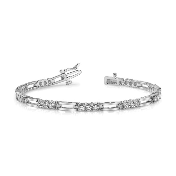 14k White Gold Holds 1.5 carat 28-2.4mm Round Diamond Paperclip Link 7 inch Tennis Bracelet Mounting
