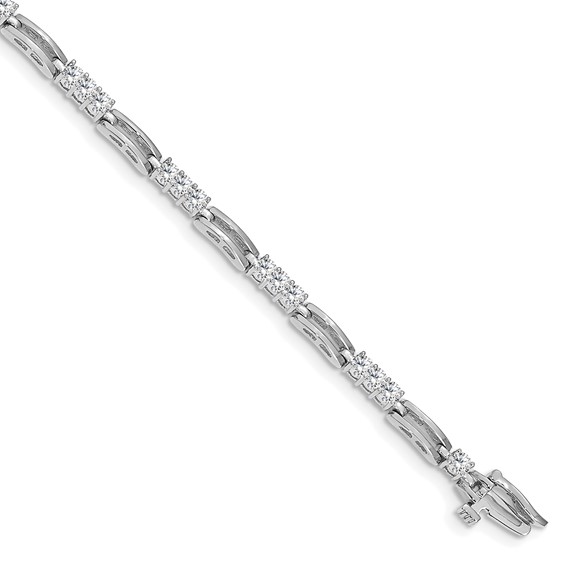 14k White Gold Holds 1.5 carat 28-2.4mm Round Diamond Paperclip Link 7 inch Tennis Bracelet Mounting