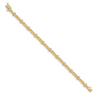 14K Yellow Gold Complete 0.75 Carat Round AA Diamond 4-prong Bar Link Tennis Bracelet, 7" view 2