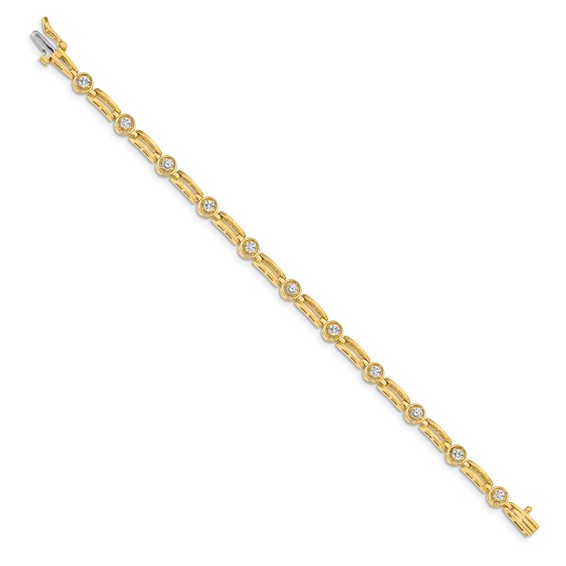 14k Holds 3/4 carat 11-2.6mm Round Diamond 4-prong Bar Link 7  inch Tennis Bracelet Mounting