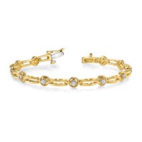 14K Yellow Gold Complete 0.75 Carat Round AA Diamond 4-prong Bar Link Tennis Bracelet, 7" view 5