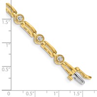 14K Yellow Gold Complete 0.75 Carat Round AA Diamond 4-prong Bar Link Tennis Bracelet, 7" view 4