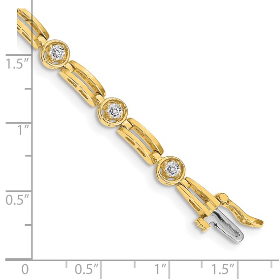 14k Holds 3/4 carat 11-2.6mm Round Diamond 4-prong Bar Link 7  inch Tennis Bracelet Mounting