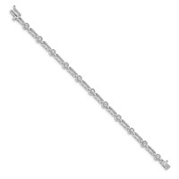14K White Gold Complete 0.75 Carat Round AA Diamond 4-prong Bar Link Tennis Bracelet, 7" view 2