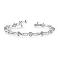 14K White Gold Complete 0.75 Carat Round AA Diamond 4-prong Bar Link Tennis Bracelet, 7" view 5