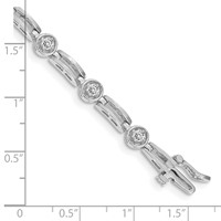 14K White Gold Complete 0.75 Carat Round AA Diamond 4-prong Bar Link Tennis Bracelet, 7" view 4