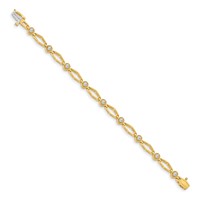 14K Complete 3 4 Carat Round VS Diamond Fancy Link 7 Inch Bracelet view 2