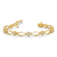 14K Complete 3 4 Carat Round VS Diamond Fancy Link 7 Inch Bracelet view 3