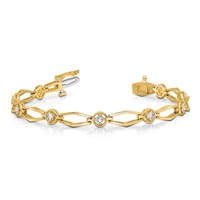 14K Complete 3 4 Carat Round VS Diamond Fancy Link 7 Inch Bracelet view 5