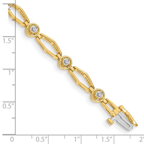 14k Holds 3/4 carat 9-2.7mm Round Diamond Fancy Link 7 inch Bracelet Mounting