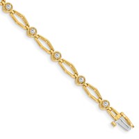 14K Complete 3 4 Carat Round VS Diamond Fancy Link 7 Inch Bracelet view 1