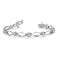 14K White Gold Complete 0.75 Carat Round Aaa Diamond Fancy Link Bracelet, 7" view 5