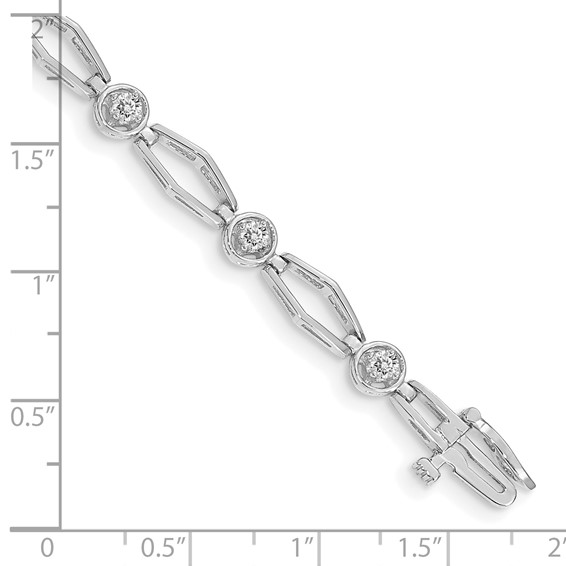14k White Gold Holds 3/4 carat 9-2.7mm Round Diamond Fancy Link 7 inch Bracelet Mounting