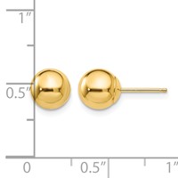 14K 7mm Yellow Gold Polished Puffed Ball Post Earrings view 4