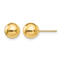 14K 7mm Yellow Gold Polished Puffed Ball Post Earrings view 1