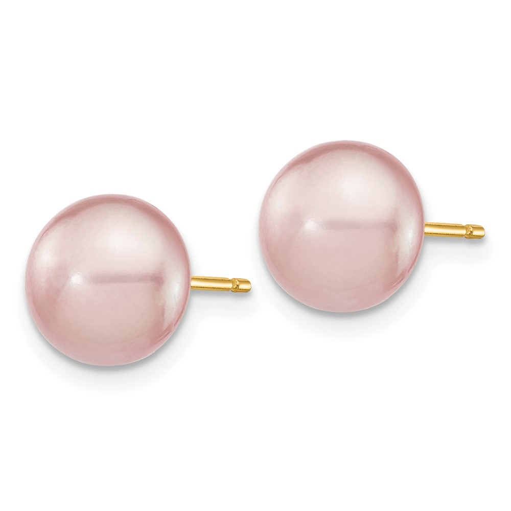 14k 8-9mm Purple Button Freshwater Cultured Pearl Stud Post Earrings (X80BPU)