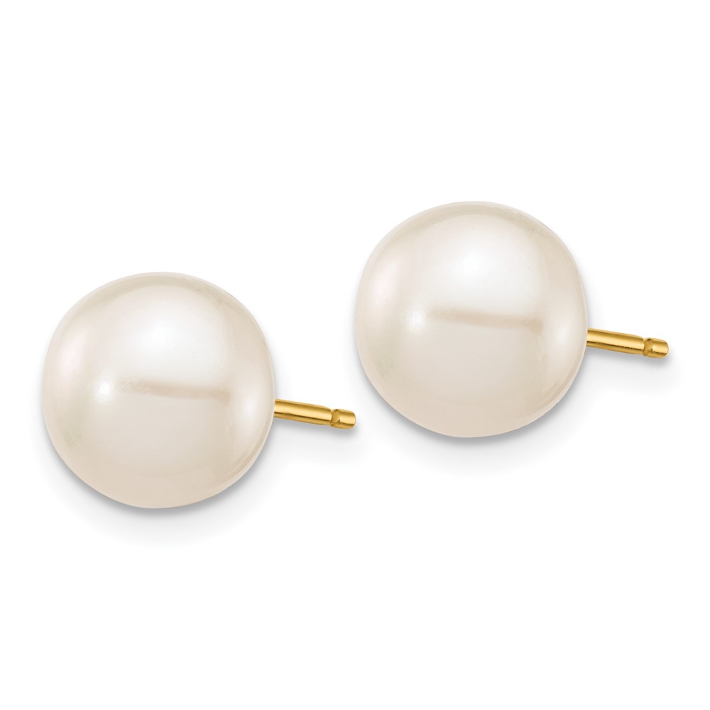 14k 8-9mm White Round Freshwater Cultured Pearl Stud Post Earrings (X80PW)