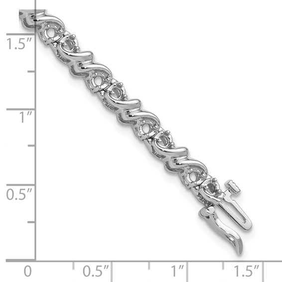 14k White Gold Holds 1.17 carat 30-2.1mm Round Diamond Fancy Swirl 7 inch Tennis Bracelet Mounting