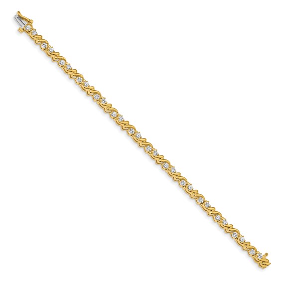 14k Holds 1.45 carat 28-2.4mm Round Diamond Fancy Swirl 7 inch Tennis Bracelet Mounting