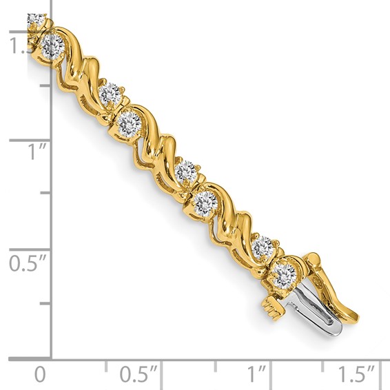 14k Holds 1.45 carat 28-2.4mm Round Diamond Fancy Swirl 7 inch Tennis Bracelet Mounting