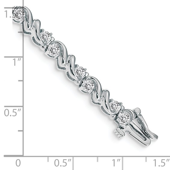14k White Gold Holds 1.45 carat 28-2.4mm Round Diamond Fancy Swirl 7 inch Tennis Bracelet Mounting