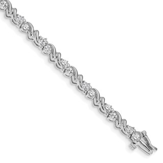 14k White Gold Holds 1.45 carat 28-2.4mm Round Diamond Fancy Swirl 7 inch Tennis Bracelet Mounting