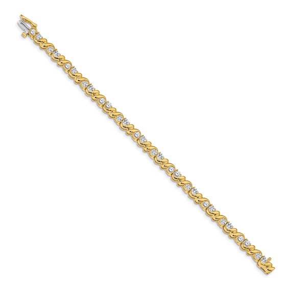14k Holds 2.88 carat 28-3mm Round Diamond Fancy Swirl 7 inch Tennis Bracelet Mounting