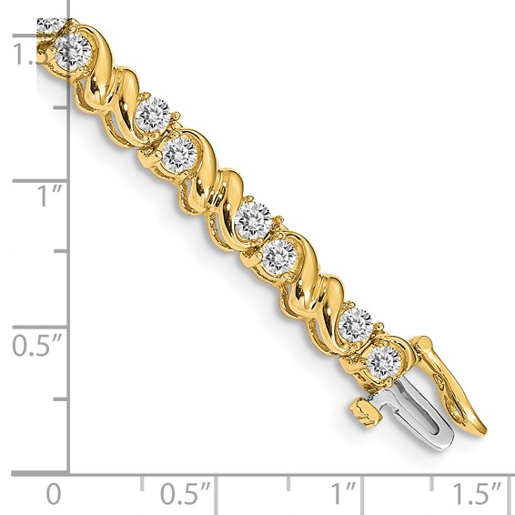 14k Holds 2.88 carat 28-3mm Round Diamond Fancy Swirl 7 inch Tennis Bracelet Mounting