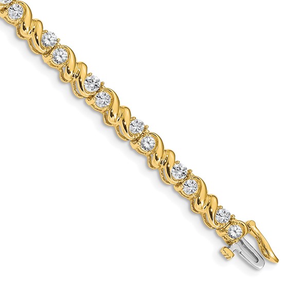 14k Holds 2.88 carat 28-3mm Round Diamond Fancy Swirl 7 inch Tennis Bracelet Mounting