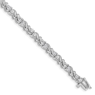 14k White Gold Holds 2.88 carat 28-3mm Round Diamond Fancy Swirl 7 inch Tennis Bracelet Mounting