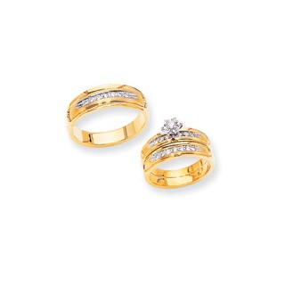 14k AA Quality Trio Mens Wedding Band