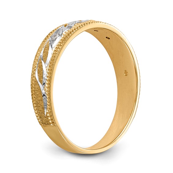 14k and Rhodium AA Quality 1/20 carat Diamond Trio Mens Complete Wedding Band