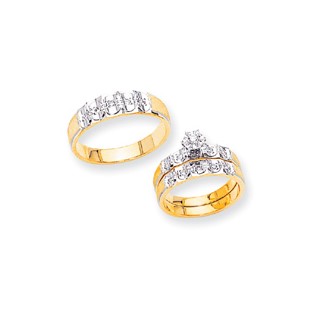 14k AA Quality Trio Engagement Ring