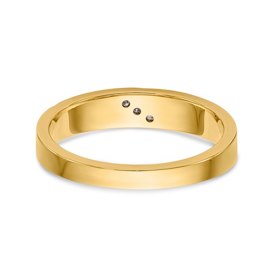 14k and Rhodium AA Quality .03 carat Diamond Trio Ladies Complete Wedding Band