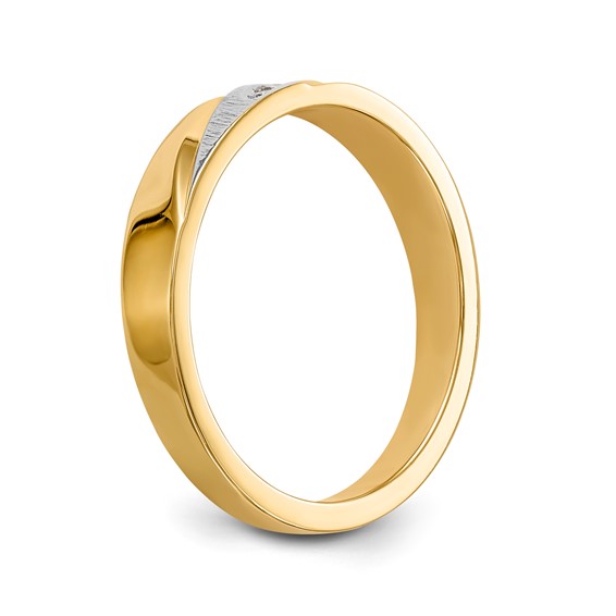 14k and Rhodium AA Quality .03 carat Diamond Trio Ladies Complete Wedding Band