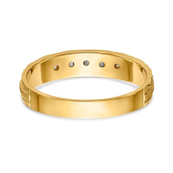 14k AA Quality 1/20 carat Diamond Trio Ladies Complete Wedding Band