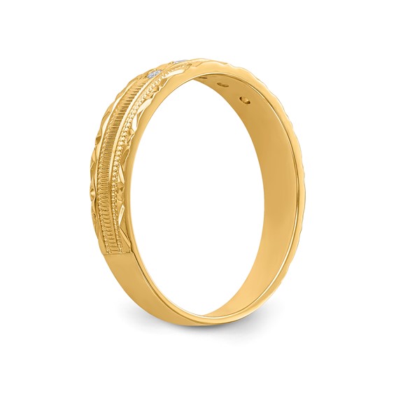 14k AA Quality 1/20 carat Diamond Trio Ladies Complete Wedding Band