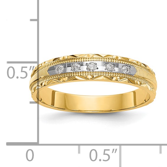 14k AA Quality 1/20 carat Diamond Trio Ladies Complete Wedding Band