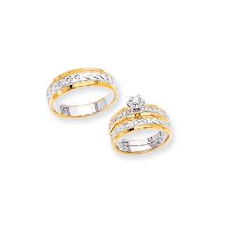 14k AA Quality Trio Engagement Ring