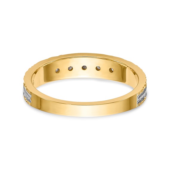 14k and Rhodium AA Quality 1/20 carat Diamond Trio Ladies Complete Wedding Band