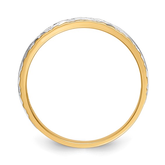 14k and Rhodium AA Quality 1/20 carat Diamond Trio Ladies Complete Wedding Band